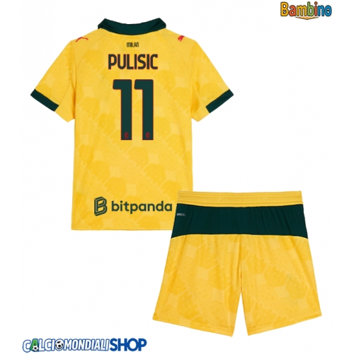 Maglie da calcio AC Milan Christian Pulisic #11 Terza Maglia Bambino 2025-26 Manica Corta + Pantaloni corti)